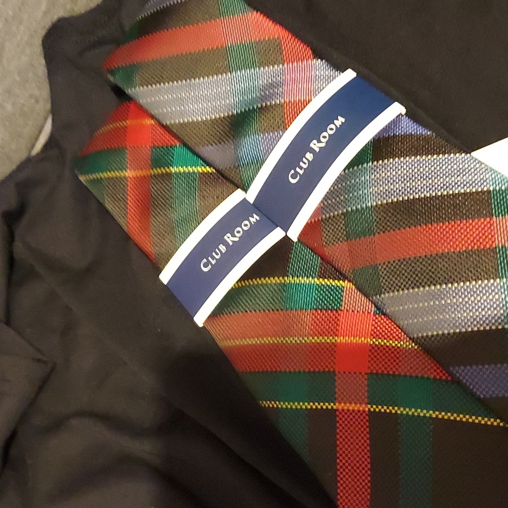 Club Room Men's Classic Holiday Tartan Tie,  Med Blue - Picture 4 of 5